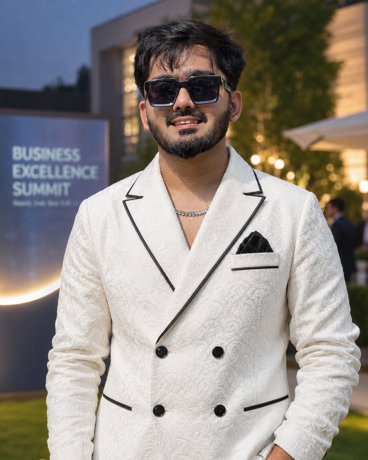 Farhan Khan, creator of FirstFrame, photographed at a business summit.
